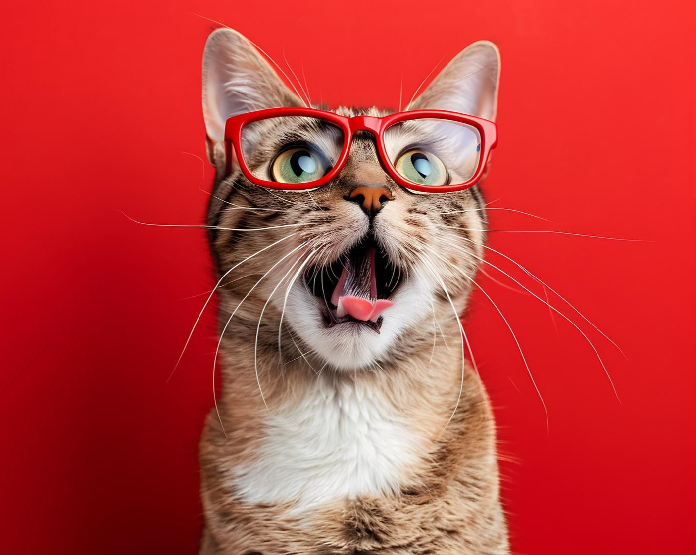 Cat with red glasses
